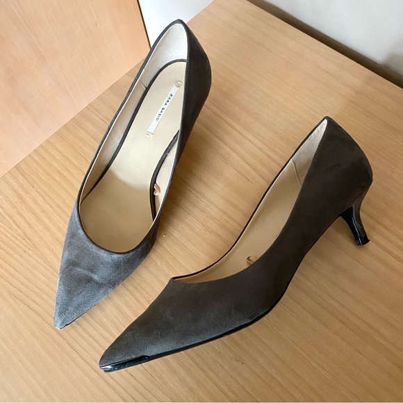 Zara faux suede kitten heels grey - Picture 4 of 8